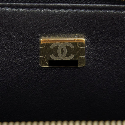 Chanel 22S Letter Top Handle Small Vanity Case Caviar Black Brushed
