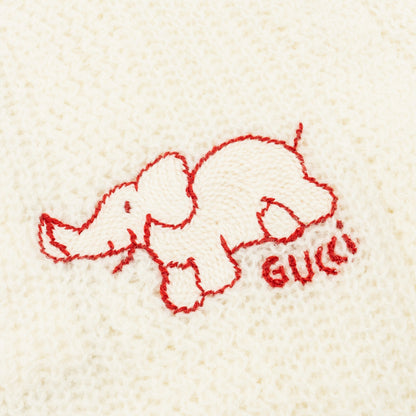 Gucci Size M Elephant Cardigan Wool White/Red