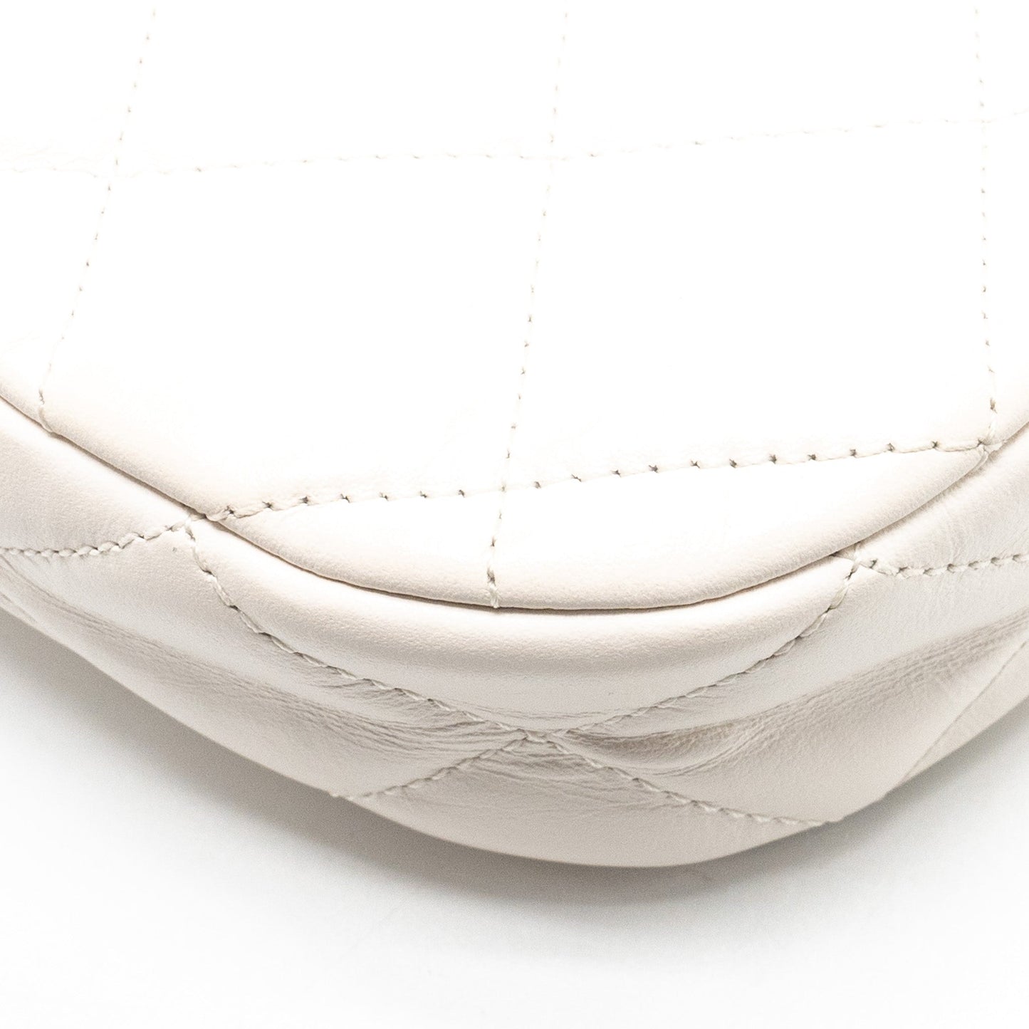 Chanel 23K Hobo Shoulder Bag Calfskin White  (Microchip)