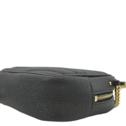 YVES SAINT LAURENT Lou Chevron Leather Camera Crossbody Bag Black