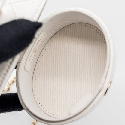 Chanel mini vanity with chain lambskin white L