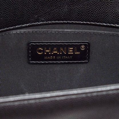 Chanel Medium Boy Bag Caviar Black With Brushed