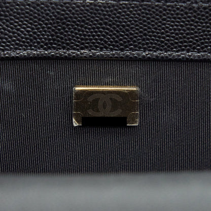Chanel Medium Boy Bag Caviar Black With Brushed