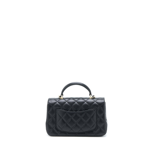 Chanel Top Handle Mini Rectangular Flap Bag Lambskin Black L (Microchip)