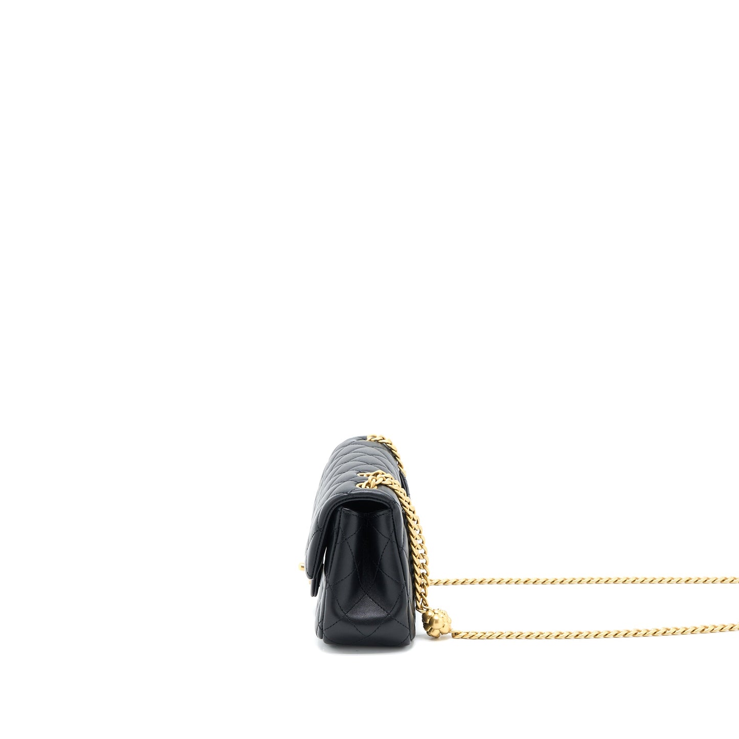 Chanel 23S Camellia Chain Mini Rectangular Lambskin Black Brushed  (Microchip)