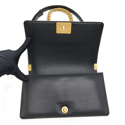 Chanel Medium Boy Bag Caviar Black With Brushed