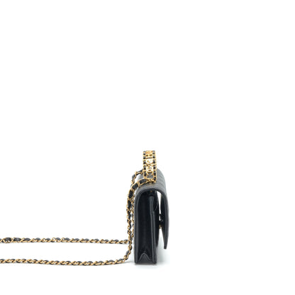 Chanel 22S Logo Top Handle Wallet On Chain Caviar Black