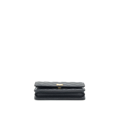 Chanel 22S Logo Top Handle Wallet On Chain Caviar Black