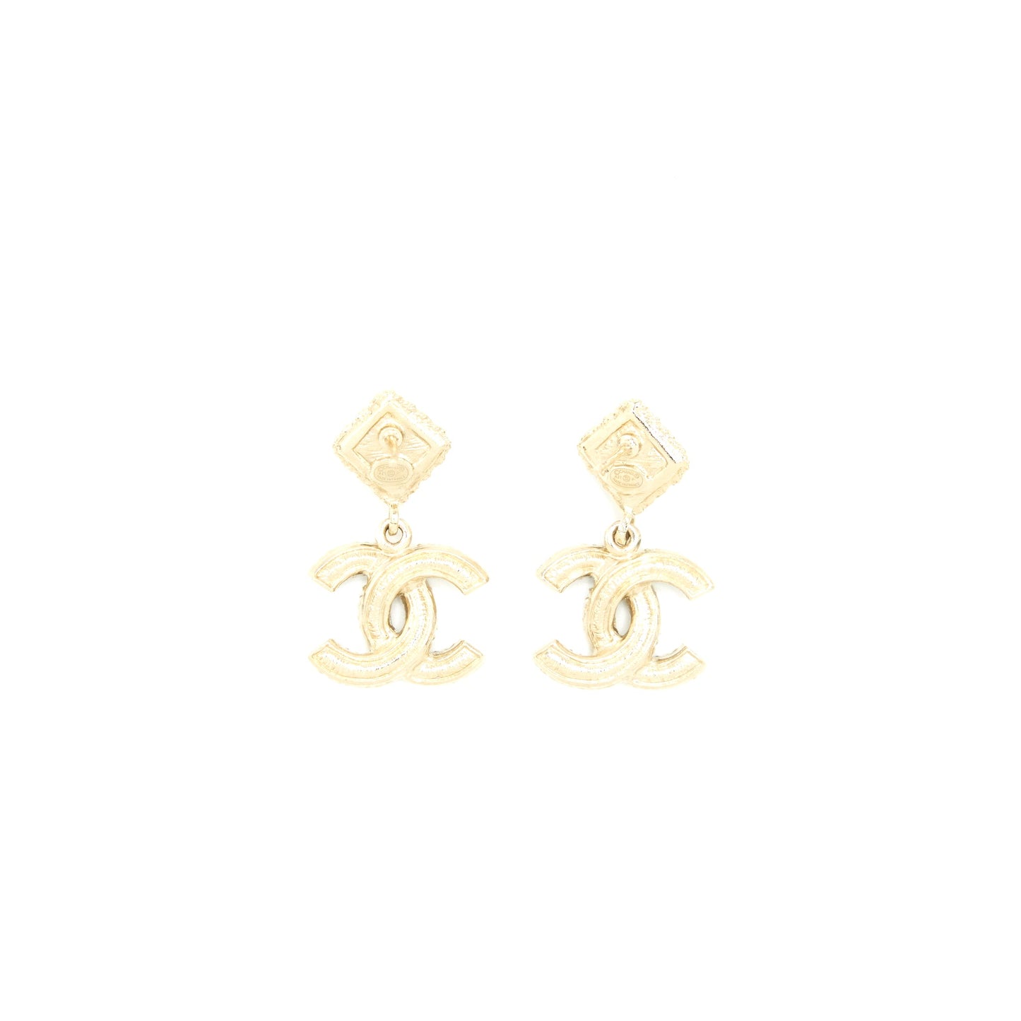 Chanel CC Logo With Flower Black And White Drop Earrings