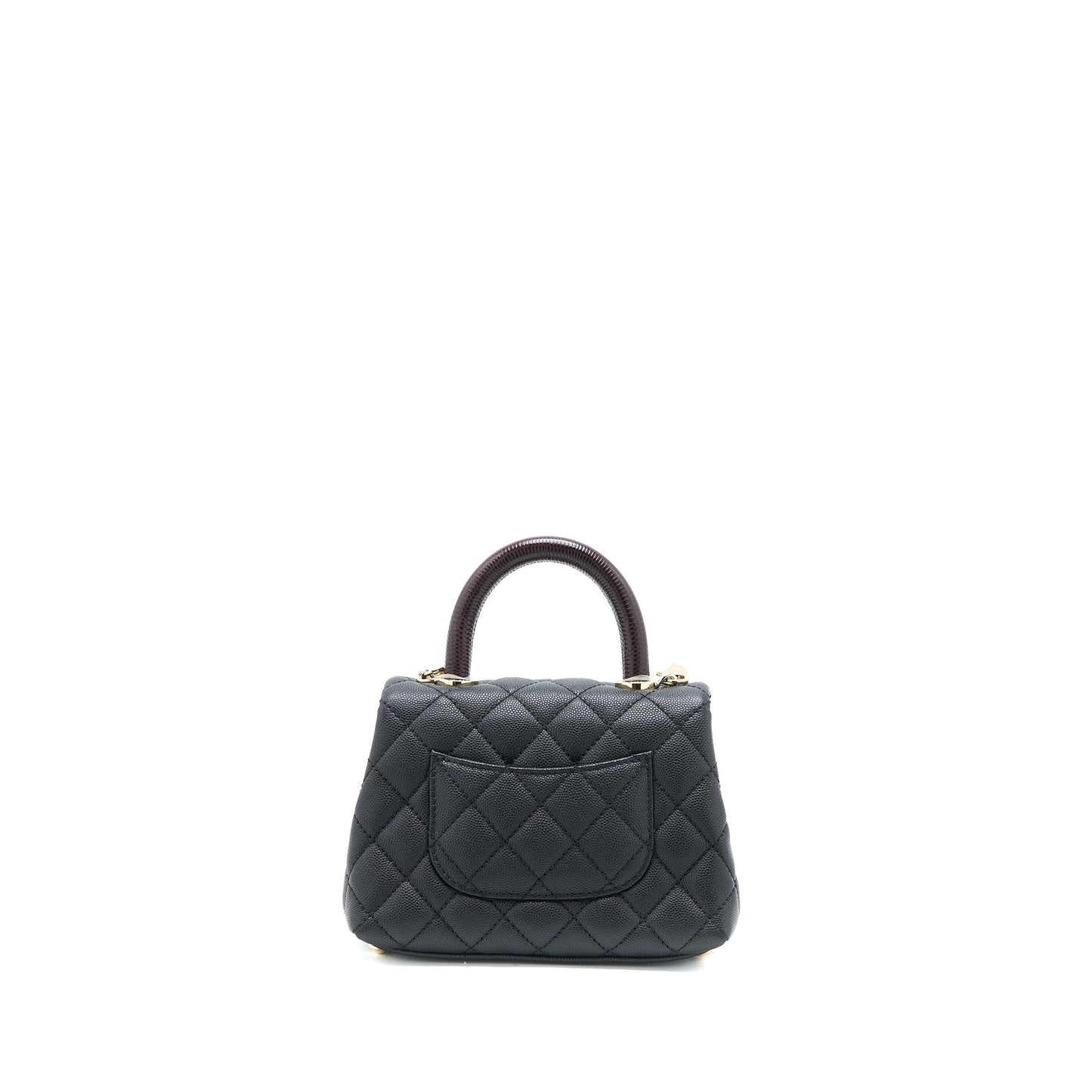 Chanel Mini Coco Handle Caviar Black/Burgundy Handle L