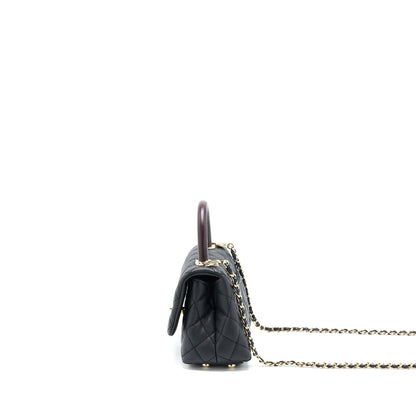 Chanel Mini Coco Handle Caviar Black/Burgundy Handle L