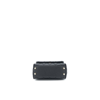 Chanel Mini Coco Handle Caviar Black/Burgundy Handle L