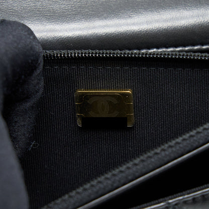 Chanel 22K Gold Pillar Wallet On Chain Lambskin Black