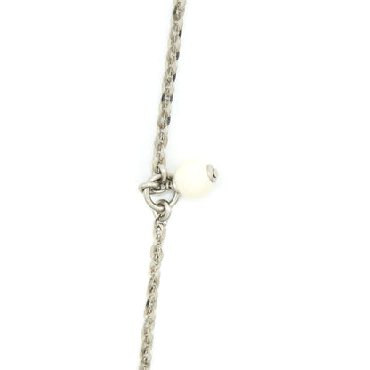 Chanel CC Logo Crystal Necklace Silver Tone