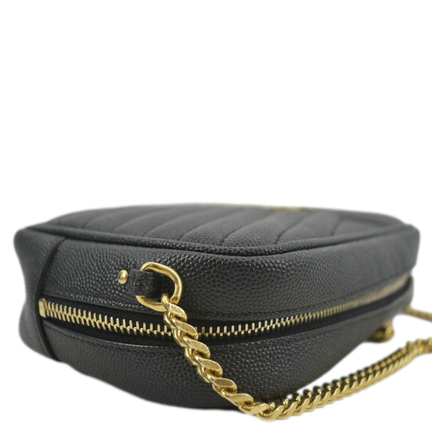YVES SAINT LAURENT Lou Chevron Leather Camera Crossbody Bag Black