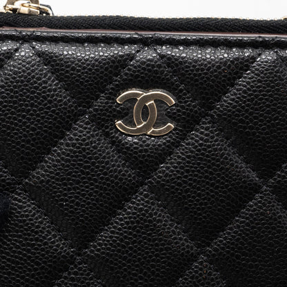 Chanel quilted fold wallet caviar black L (microchip)