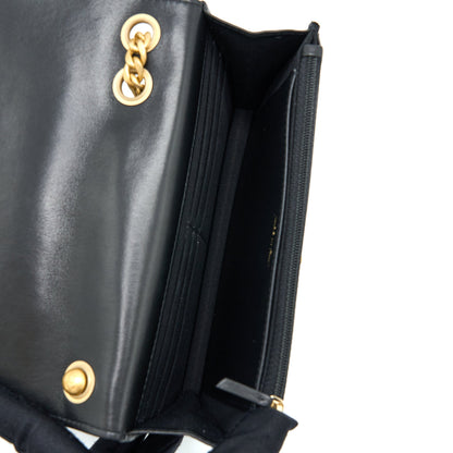 Chanel 22K Gold Pillar Wallet On Chain Lambskin Black