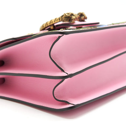 Gucci Dionysus Bamboo Top Handle Bag Embroidered Leather Medium Pink