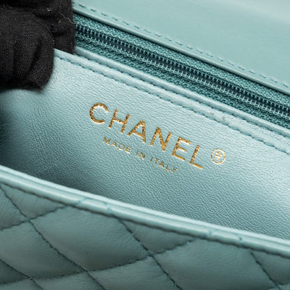 Chanel classic mini square flap bag lambskin green L (microchip)