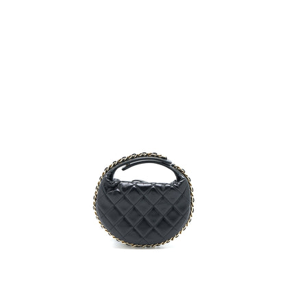 Chanel 23c Round Cruise Pouch Lambskin Black L (Microchip)