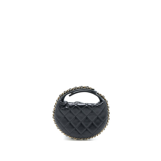 Chanel 23c Round Cruise Pouch Lambskin Black L (Microchip)