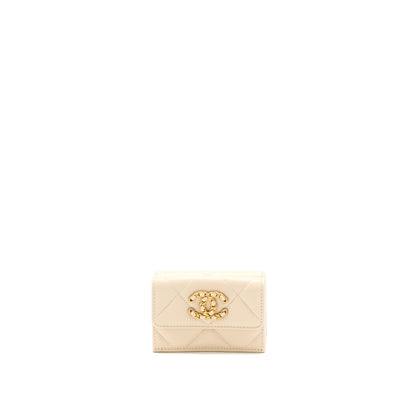 Chanel 19 Flap Compact Wallet Lambskin Beige