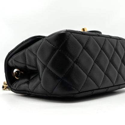Chanel Pearl Crush Mini  Square Flap Bag Lambskin Black  (microchip)