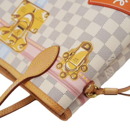 LOUIS VUITTON Neverfull Summer Trunk Damier Azur Shoulder Bag White