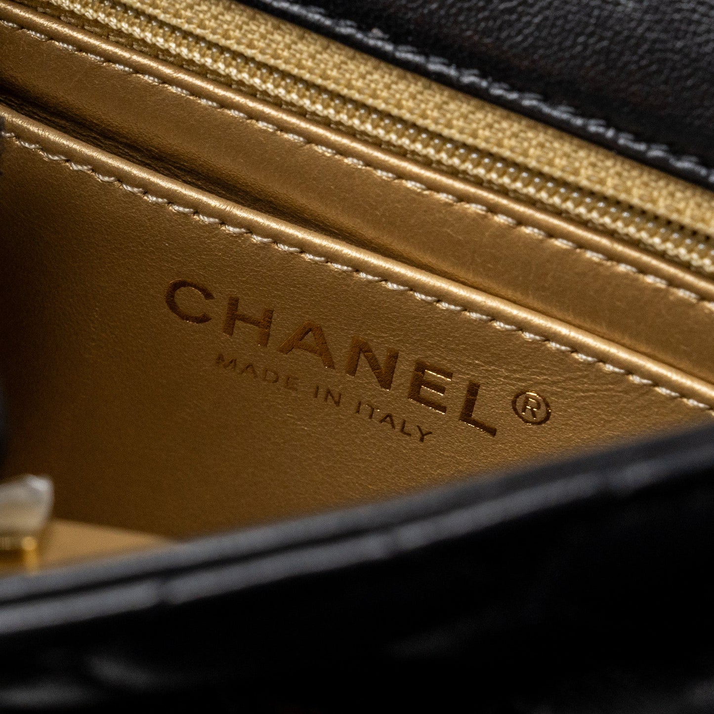 Chanel Pearl Crush Mini Square Flap Bag Lambskin Black (Microchip)