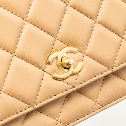 Chanel Pearl Crush Wallet On Chain Lambskin Beige  (microchip)