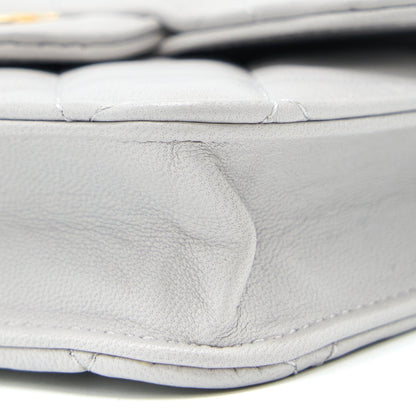 Chanel Mini Top Handle Flap Bag Lambskin Light Grey Brushed