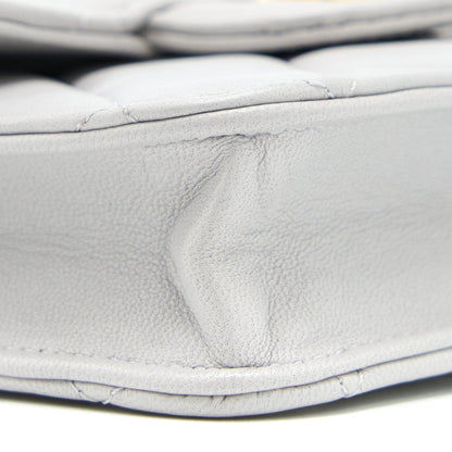 Chanel Mini Top Handle Flap Bag Lambskin Light Grey Brushed