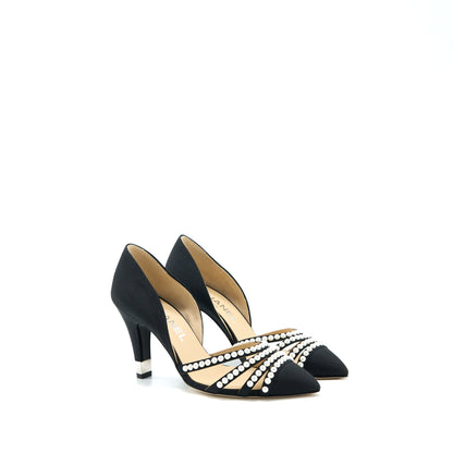 Chanel Size 36 Heels with Pearl Black/White