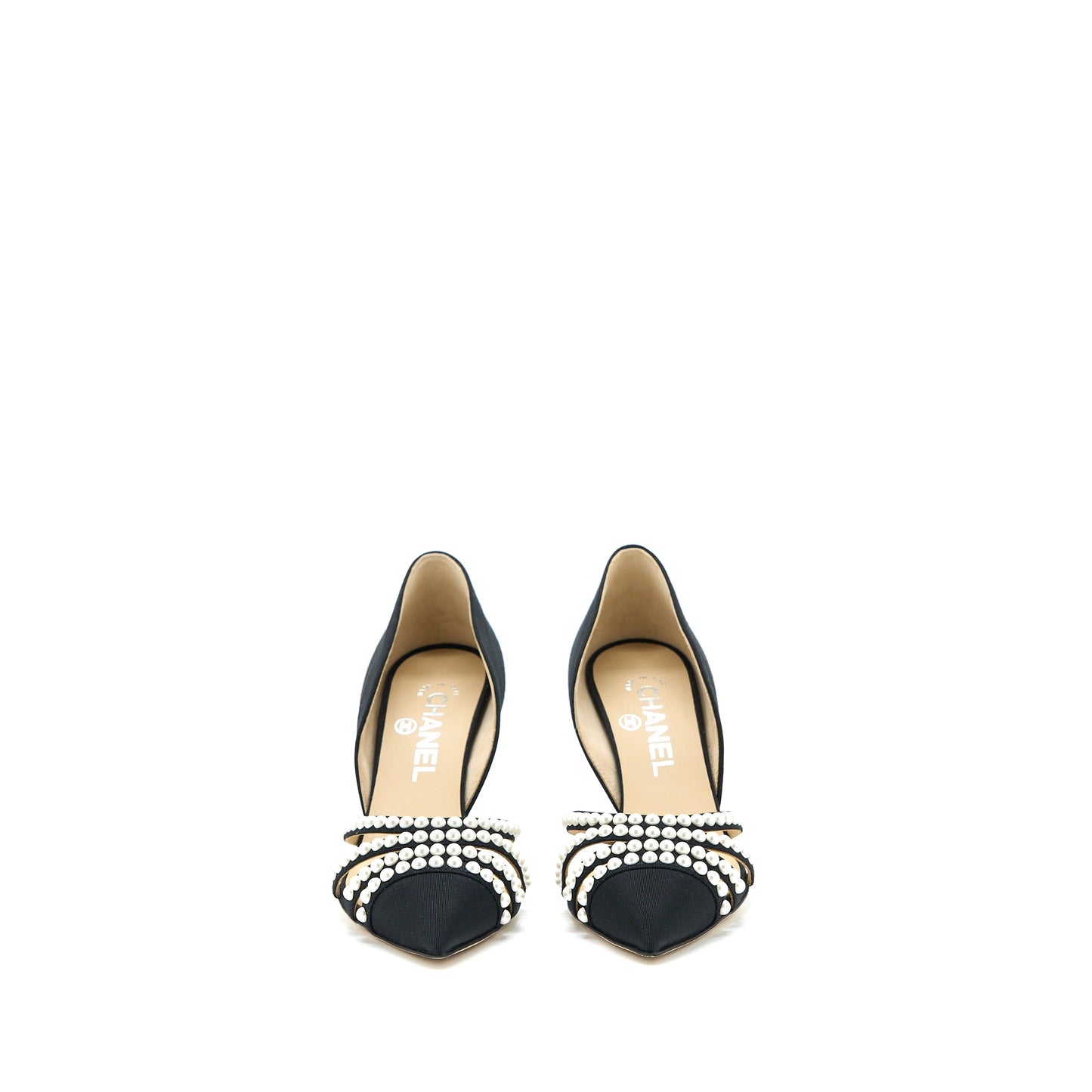 Chanel Size 36 Heels with Pearl Black/White