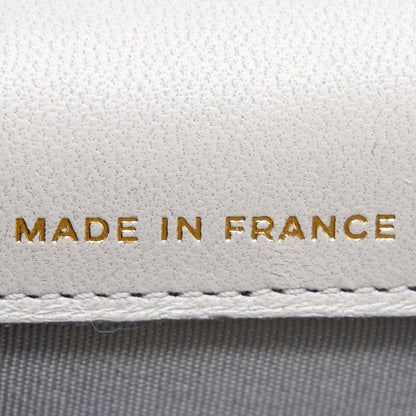 Chanel Mini Top Handle Flap Bag Lambskin Light Grey Brushed