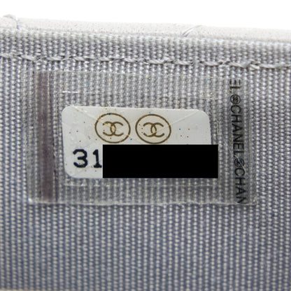 Chanel Mini Top Handle Flap Bag Lambskin Light Grey Brushed