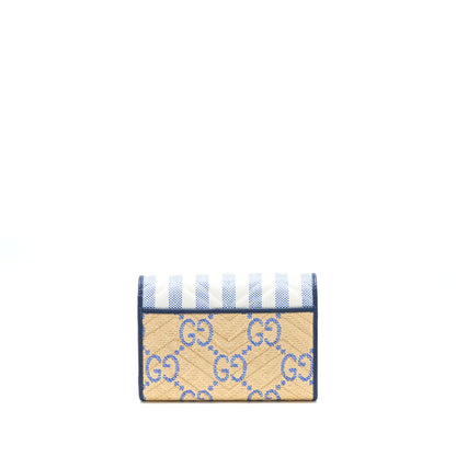 Gucci GG Marmont Flap Bag Matelasse Raffia Blue/Multicolour Brushed