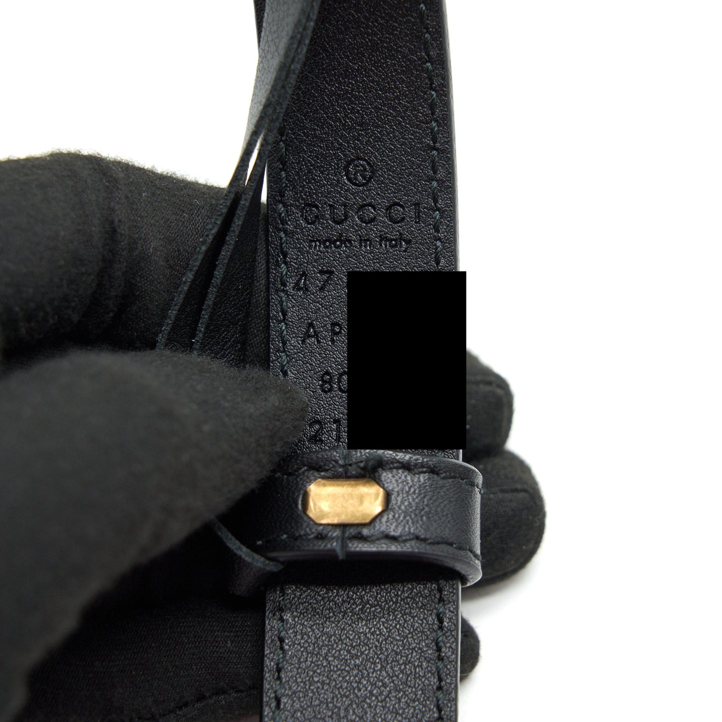 GUCCI Size 80 Leather Belt With Pearl Double G
