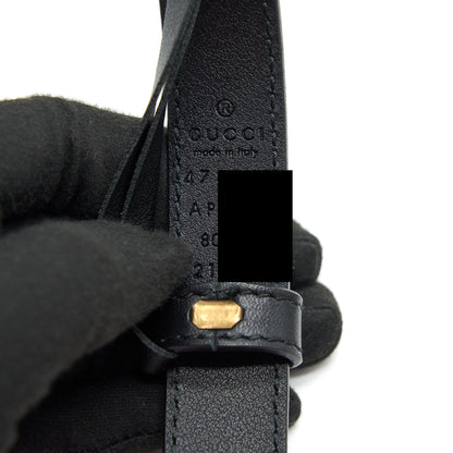 GUCCI Size 80 Leather Belt With Pearl Double G