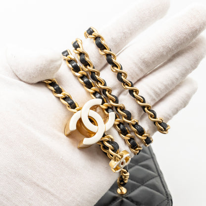 Chanel 24a Long Vanity Case With CC Logo Adjustable Chain Lambskin Black (microchip)