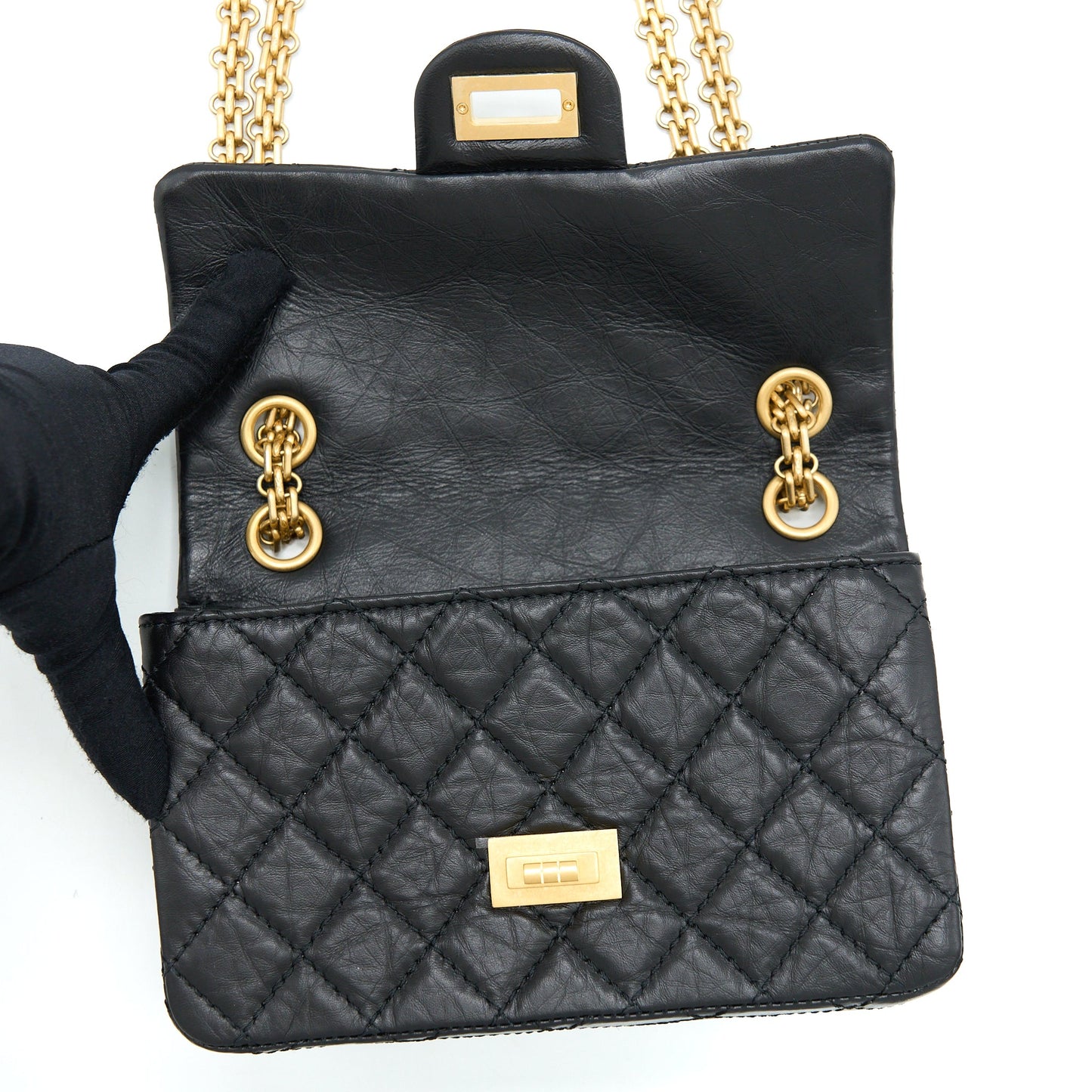 Chanel Mini 2.55 Reissue Flap Bag Aged Calfskin Black Brushed