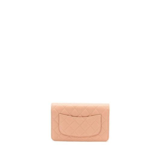 Chanel Giant CC Logo Wallet On Chain Caviar Dark Pink L (Microchip)