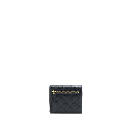 Chanel Classic Compact Wallet Caviar Black L (Microchip)