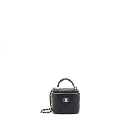 Chanel 22P Top Handle Mini Vanity With Chain Lambskin Black L