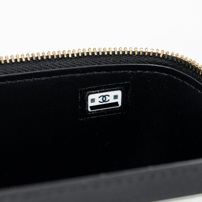 Chanel long vanity case with charms chain Calfskin Black L (microchip)