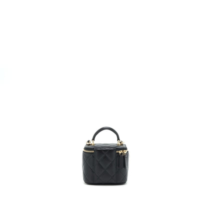 Chanel 22P Top Handle Mini Vanity With Chain Lambskin Black L