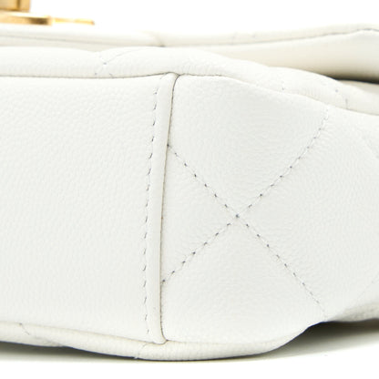 Chanel 22A Small Flap Bag Caviar White With  (Microchip)