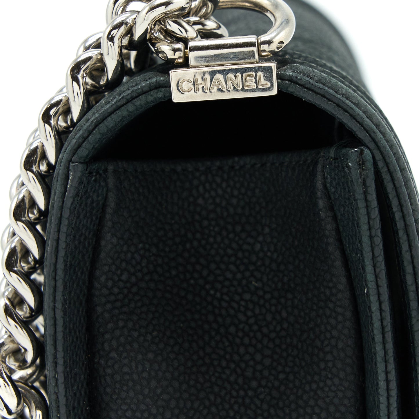 Chanel Medium Boy Bag Grained Calfskin Black