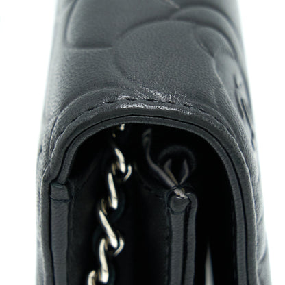 Chanel Camellia Wallet On Chain Lambskin Black