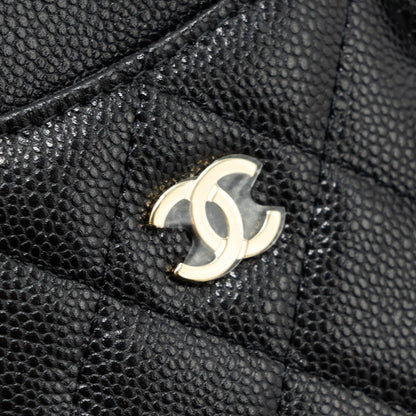 Chanel 23K vertical card holder caviar black L (microchip)